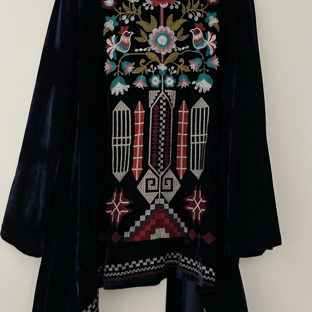 Navy Blue Velvet  Jacket - Picture 4 of 5